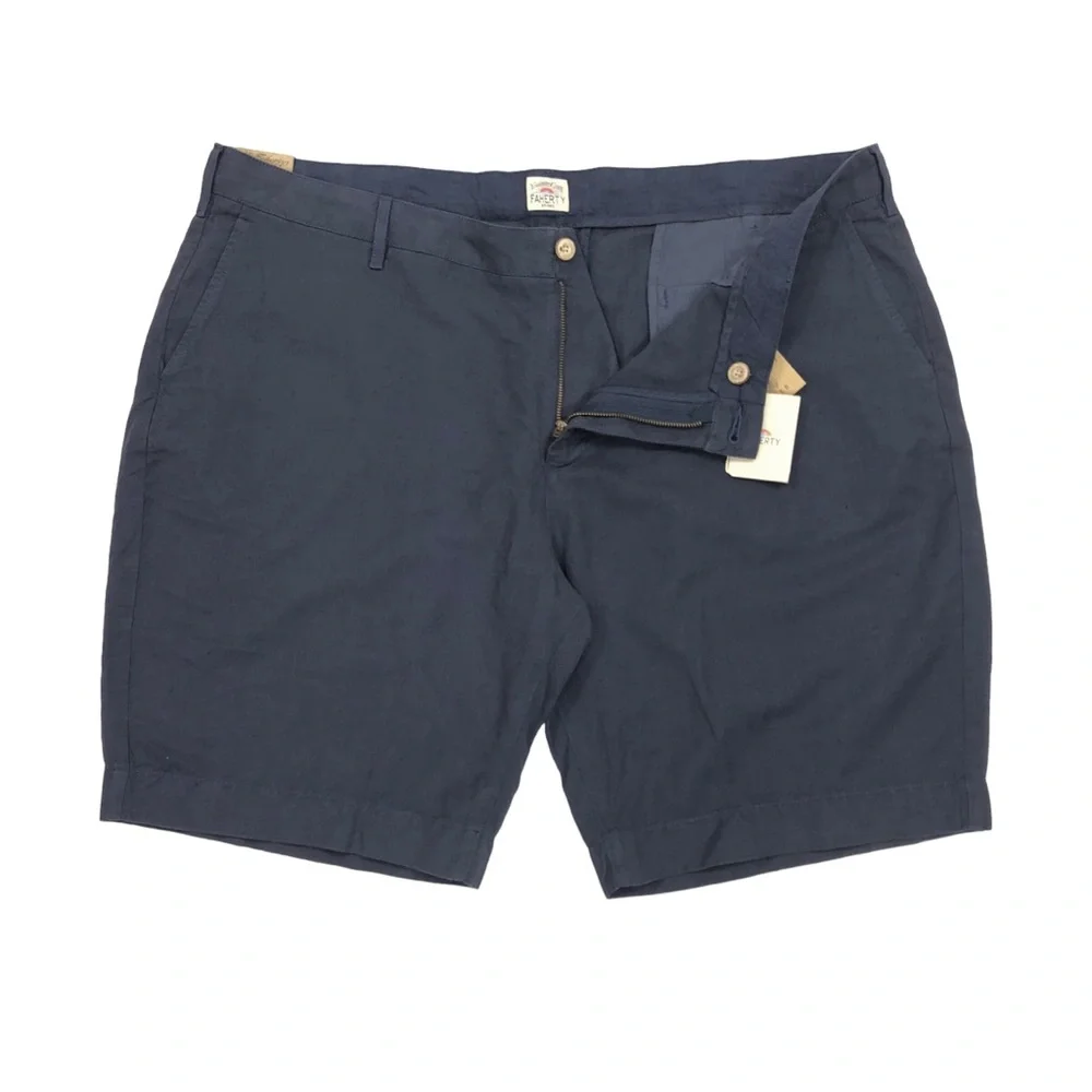 Faherty Men's Linen Blend Flat Front Chino Shorts Size 42 Blue 10